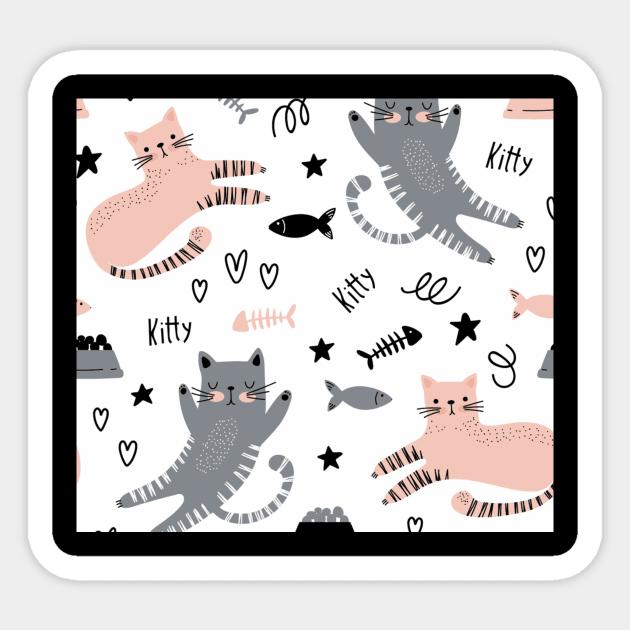 Pattern cute cats lover Sticker by Flipodesigner